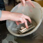 Meghan Downs at work in the YAS ceramics starter studio at Manor Oaks in Sheffield 2017